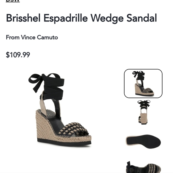 NWT Vince Camuto Brisshel Leather & Rafia Espadrille Wedges in Black Sz. 8 - Picture 13 of 13